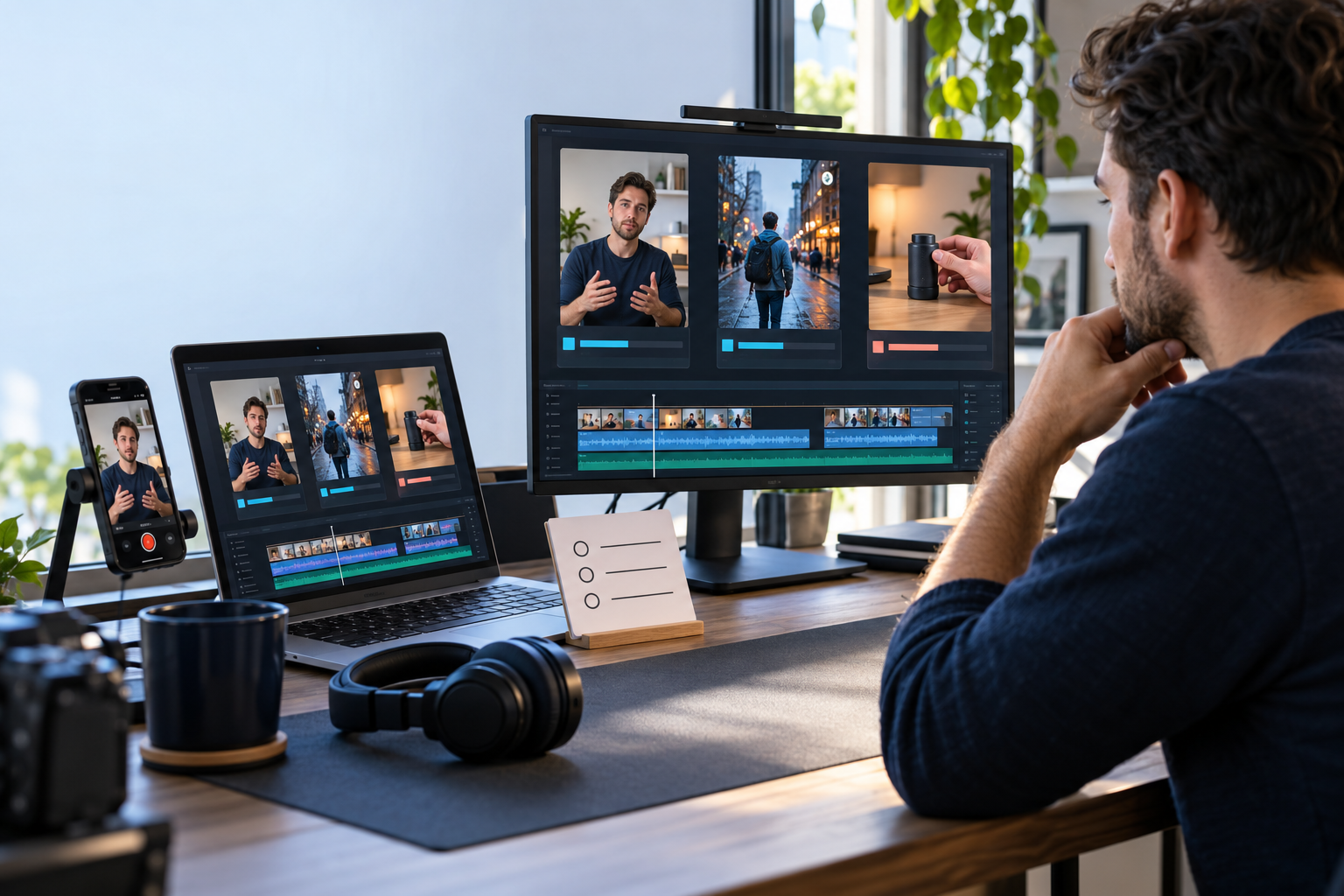 Creator preparing three different clips for the Submagic free trial