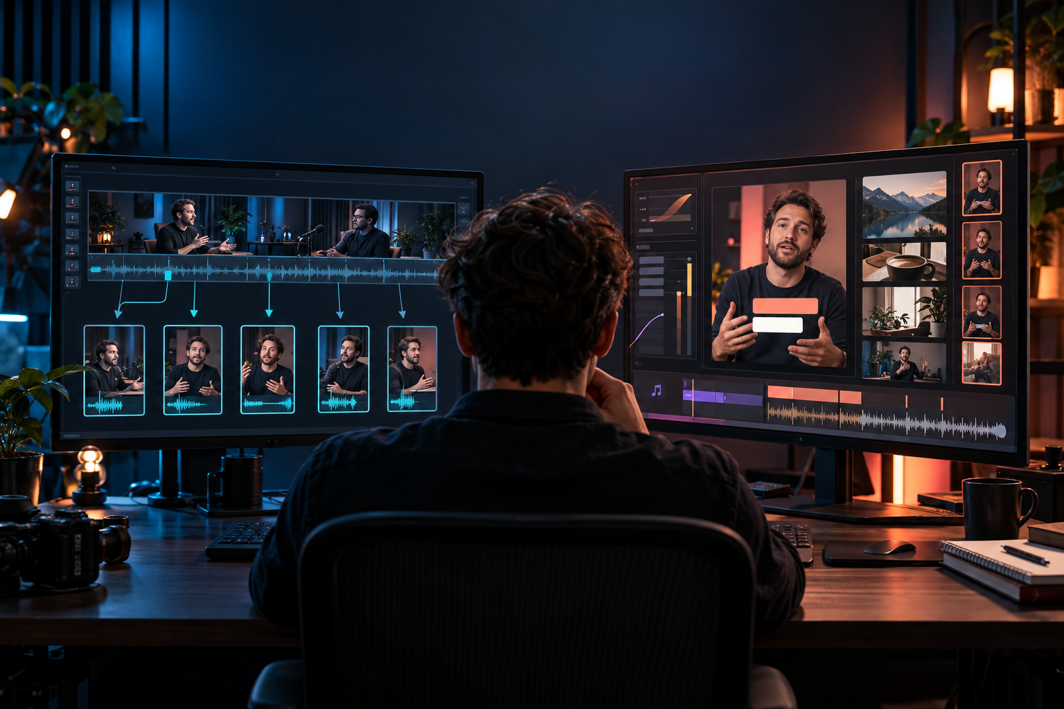 Creator comparing a long-form clip discovery workflow with a short-form video polishing workflow